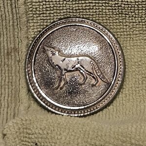 Vintage Wolf Brooch Signed Pewter Pin